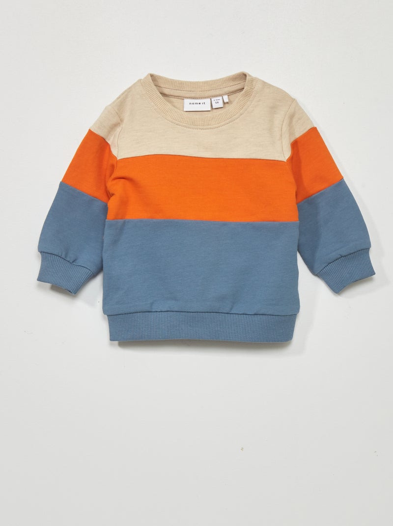 Sudadera de chándal colorblock azul/naranja - Kiabi