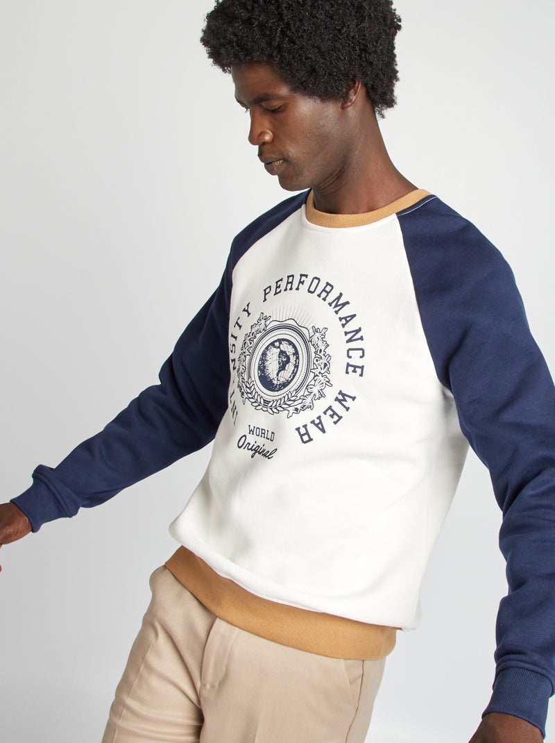 Sudadera de chándal colorblock BLANCO - Kiabi