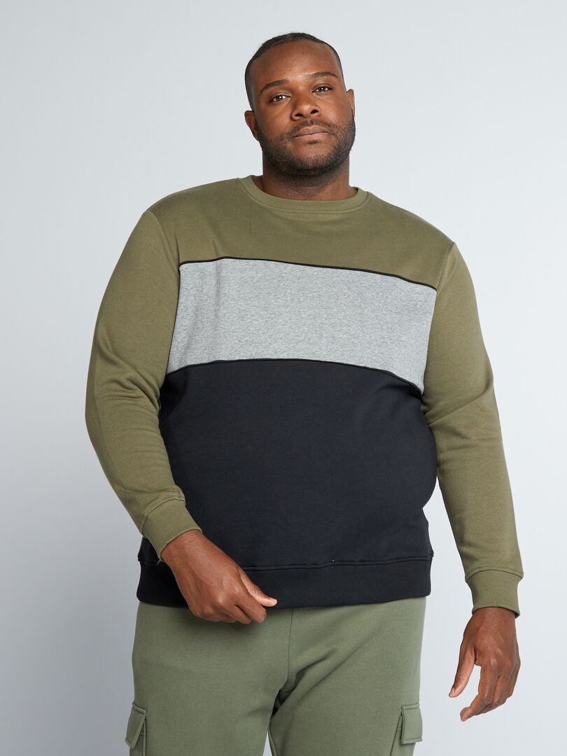 Sudadera de chándal colorblock KAKI - Kiabi