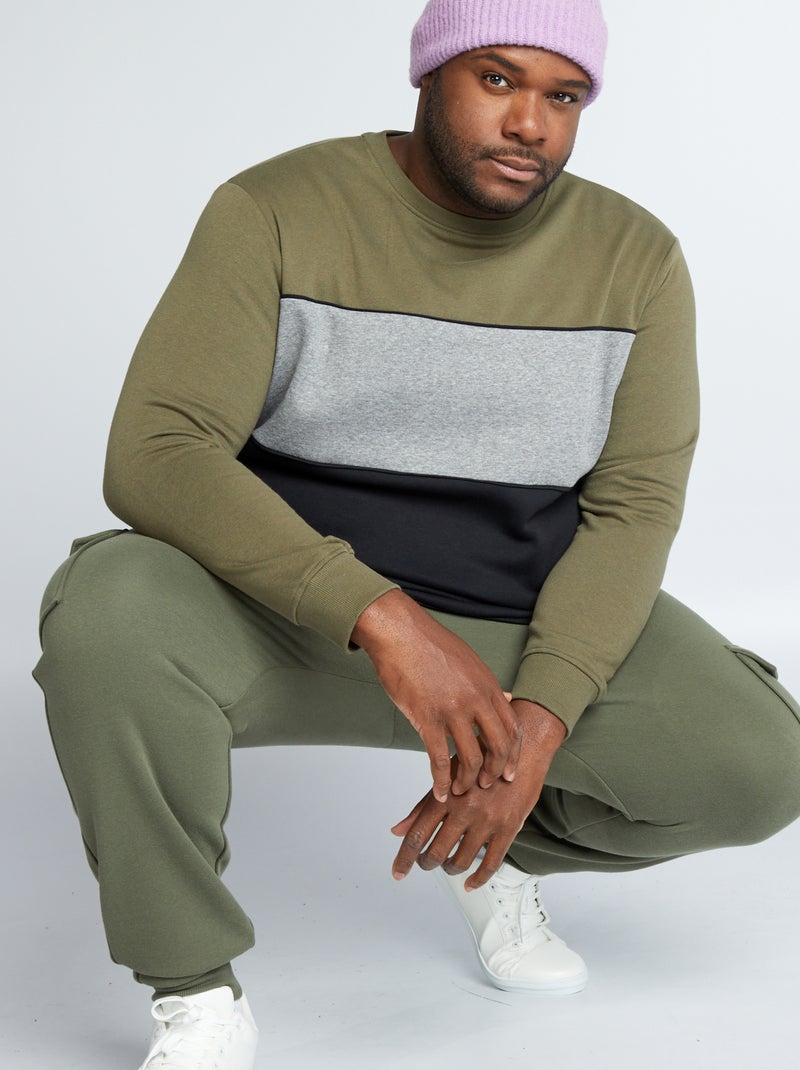Sudadera de chándal colorblock KAKI - Kiabi