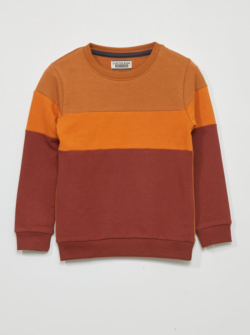 Sudadera de chándal colorblock rojo teja - Kiabi
