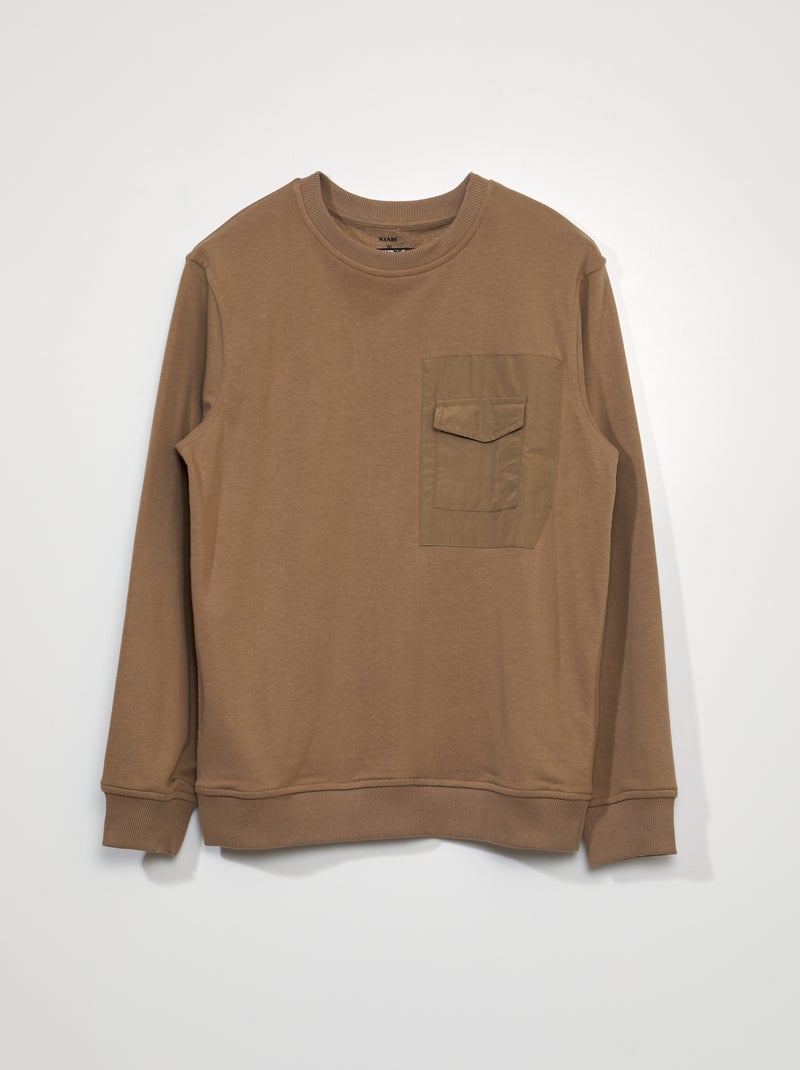 Sudadera de chándal con bolsillo en el pecho BEIGE - Kiabi
