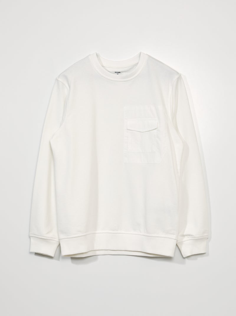 Sudadera de chándal con bolsillo en el pecho BLANCO - Kiabi