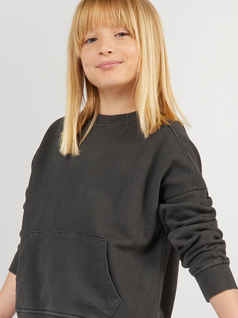 Sudadera de chándal con bolsillo tipo canguro GRIS - Kiabi