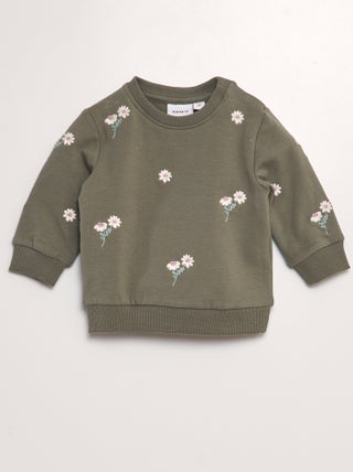 Sudadera de chándal con bordado de flores - 'Name it'