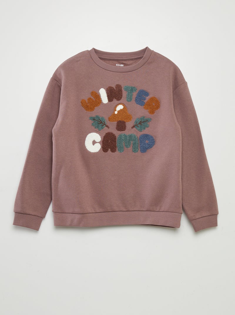 Sudadera de chándal con bordado de punto de rizo PURPURA - Kiabi