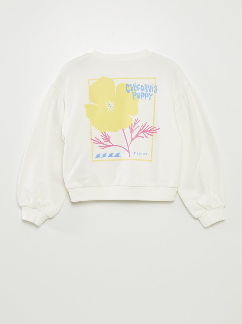 Sudadera de chándal con bordado en el pecho BLANCO - Kiabi