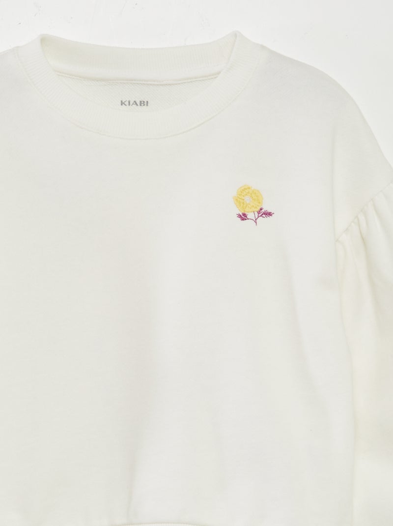 Sudadera de chándal con bordado en el pecho BLANCO - Kiabi