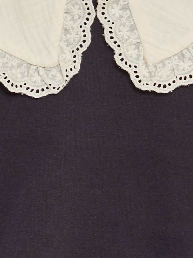 Sudadera de chándal con bordado inglés en el cuello NEGRO - Kiabi