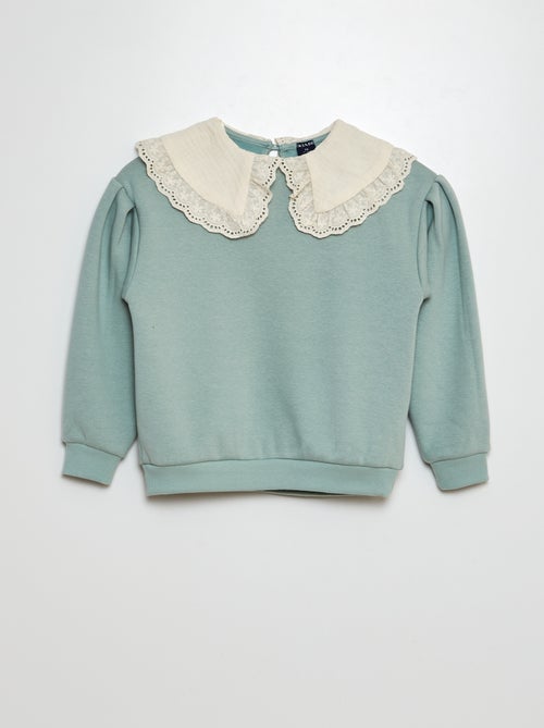 Sudadera de chándal con bordado inglés en el cuello - Kiabi