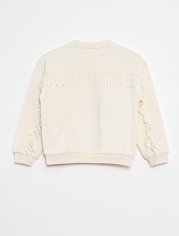 Sudadera de chándal con bordado y flecos en las mangas