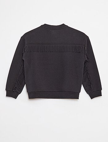 Sudadera de chándal con bordado y flecos en las mangas