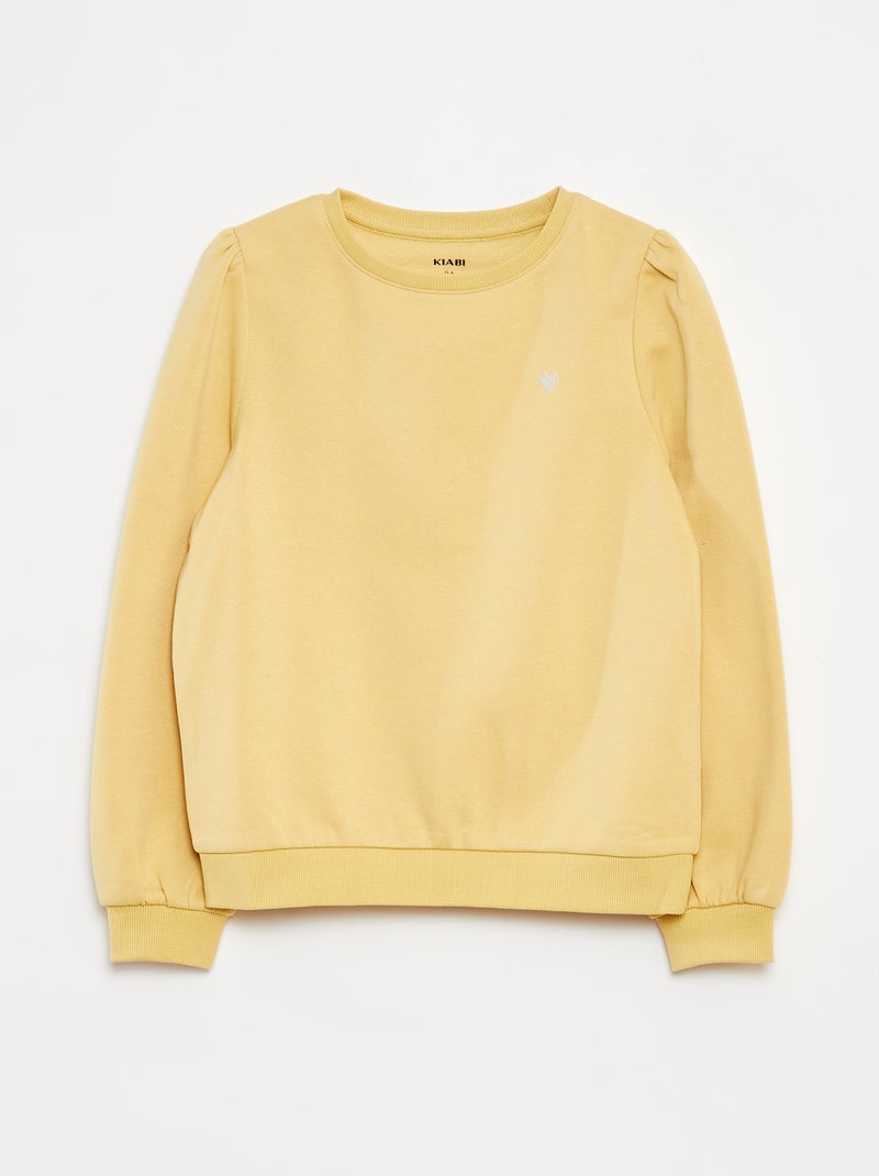 Sudadera de chándal con bordado y frunces en los hombros Amarillo - Kiabi