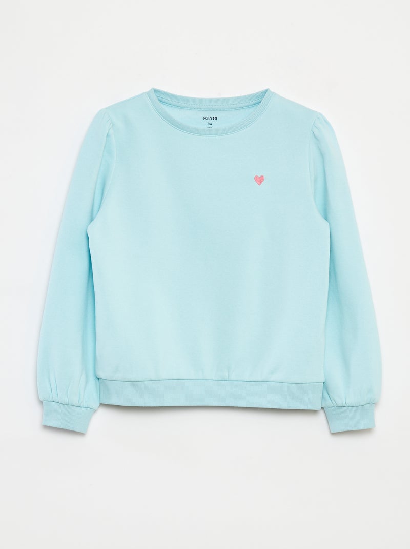 Sudadera de chándal con bordado y frunces en los hombros Azul - Kiabi