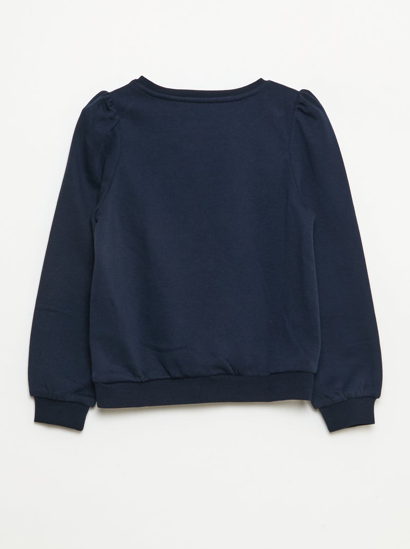 Sudadera de chándal con bordado y frunces en los hombros Azul - Kiabi