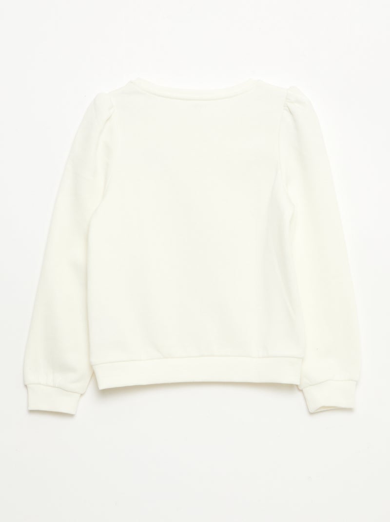 Sudadera de chándal con bordado y frunces en los hombros Blanco - Kiabi