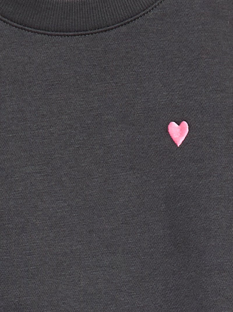 Sudadera de chándal con bordado y frunces en los hombros Gris - Kiabi