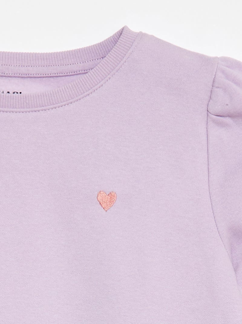 Sudadera de chándal con bordado y frunces en los hombros Purpura - Kiabi