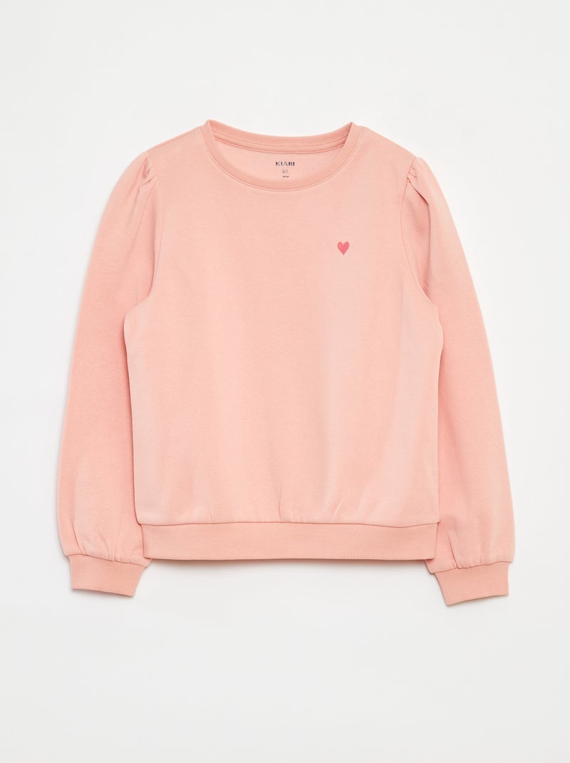 Sudadera de chándal con bordado y frunces en los hombros Rosa - Kiabi