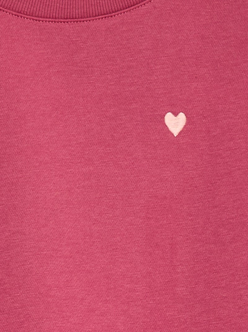 Sudadera de chándal con bordado y frunces en los hombros Rosa - Kiabi