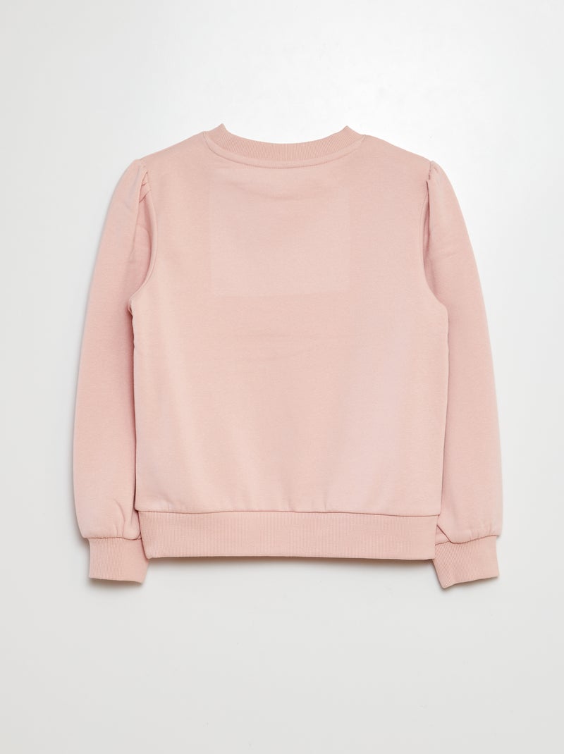 Sudadera de chándal con bordado y frunces en los hombros ROSA - Kiabi