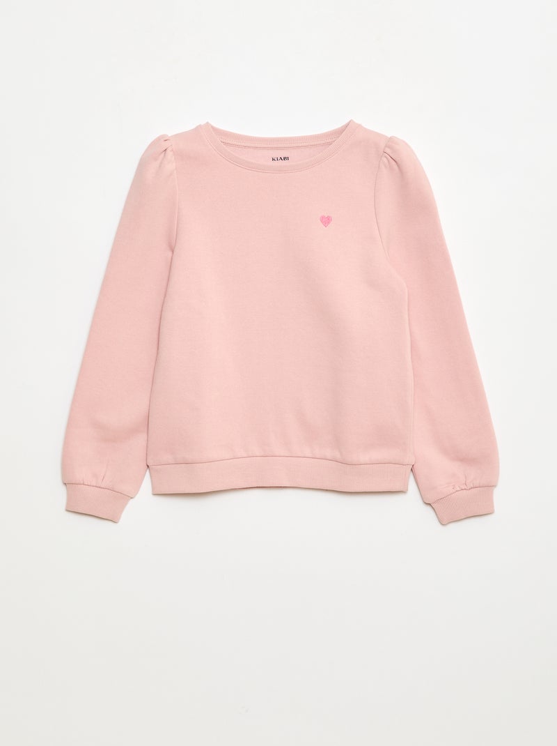 Sudadera de chándal con bordado y frunces en los hombros Rosa - Kiabi