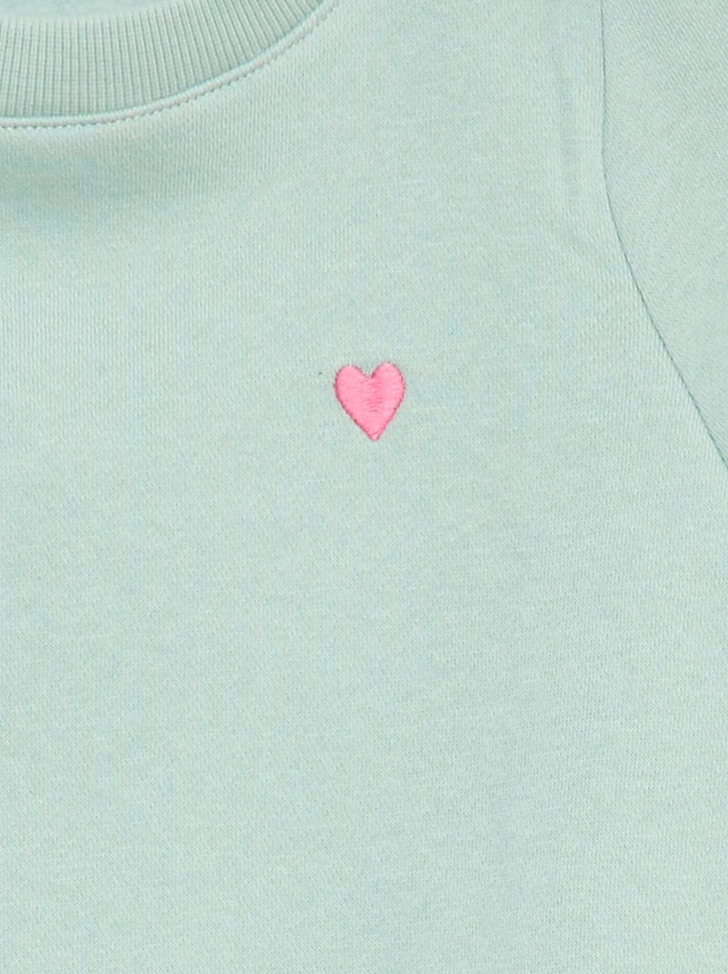 Sudadera de chándal con bordado y frunces en los hombros Verde - Kiabi