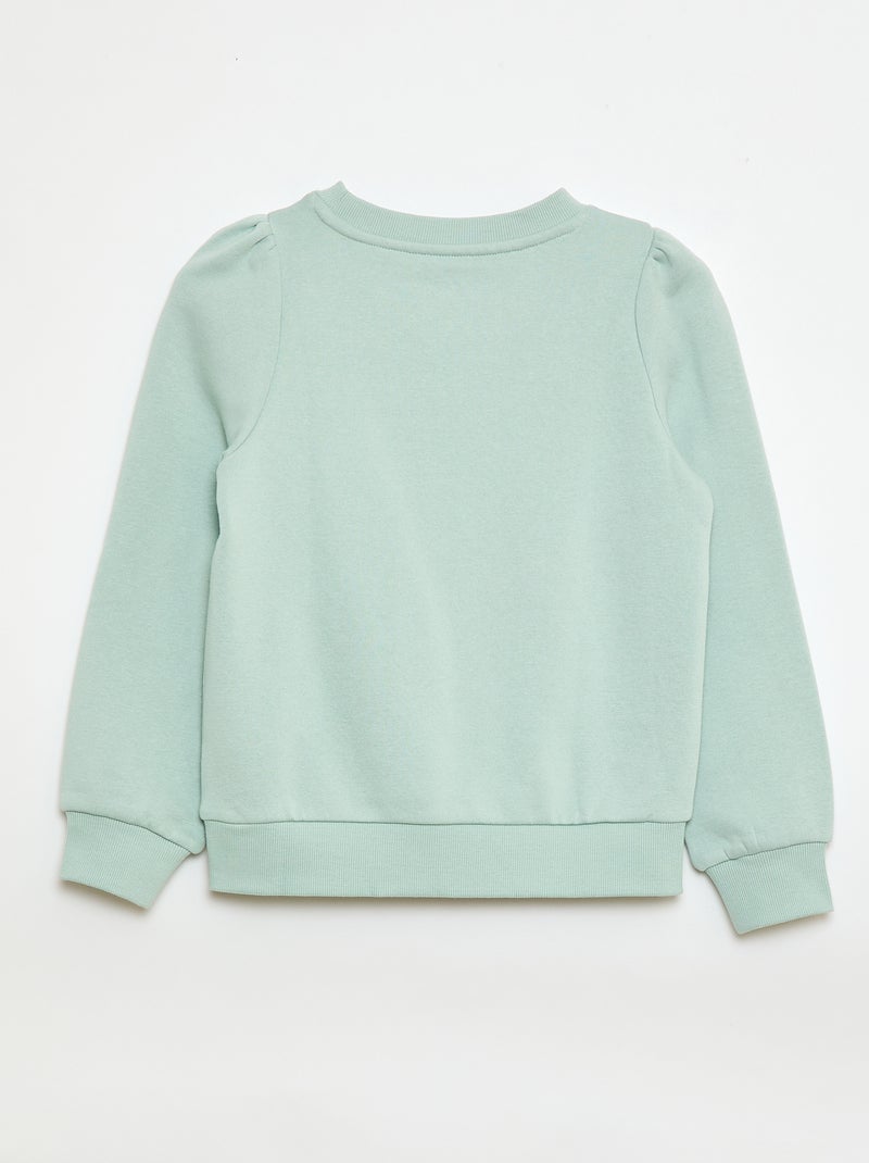 Sudadera de chándal con bordado y frunces en los hombros Verde - Kiabi