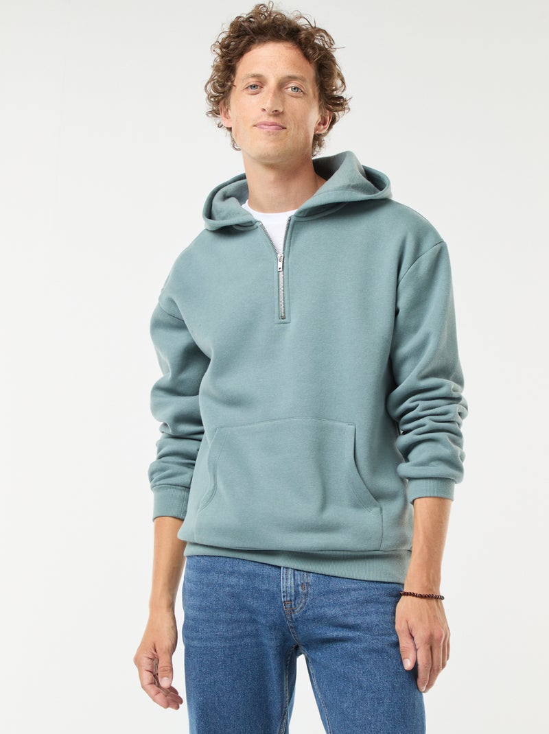 Sudadera de chándal con capucha y cierre de cremallera en el cuello Azul - Kiabi