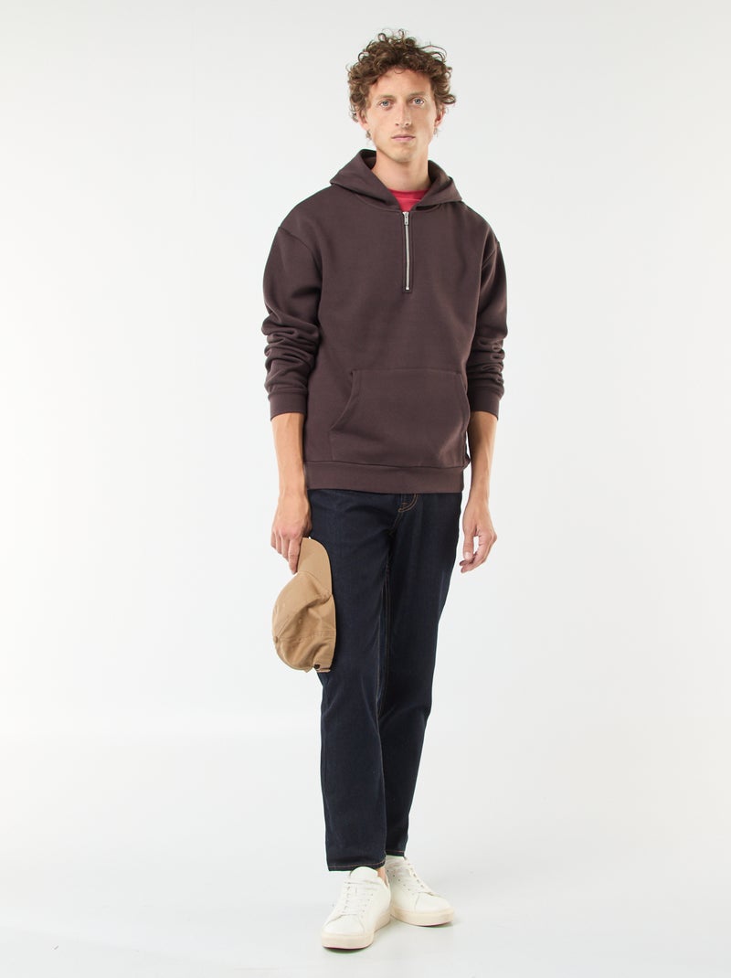 Sudadera de chándal con capucha y cierre de cremallera en el cuello Marron - Kiabi