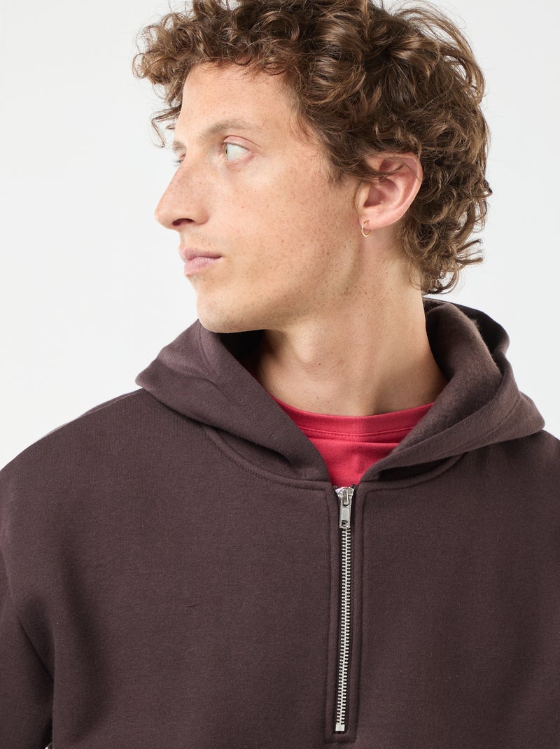 Sudadera de chándal con capucha y cierre de cremallera en el cuello Marron - Kiabi