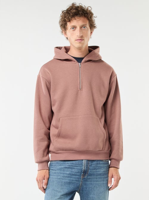 Sudadera de chándal con capucha y cierre de cremallera en el cuello - Kiabi Sudadera de chándal con capucha y cierre de cremallera en el cuello - Kiabi