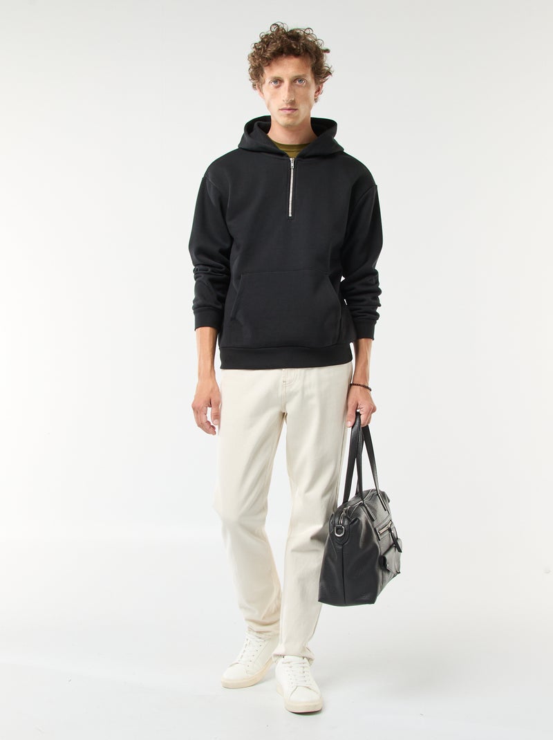 Sudadera de chándal con capucha y cierre de cremallera en el cuello negro - Kiabi