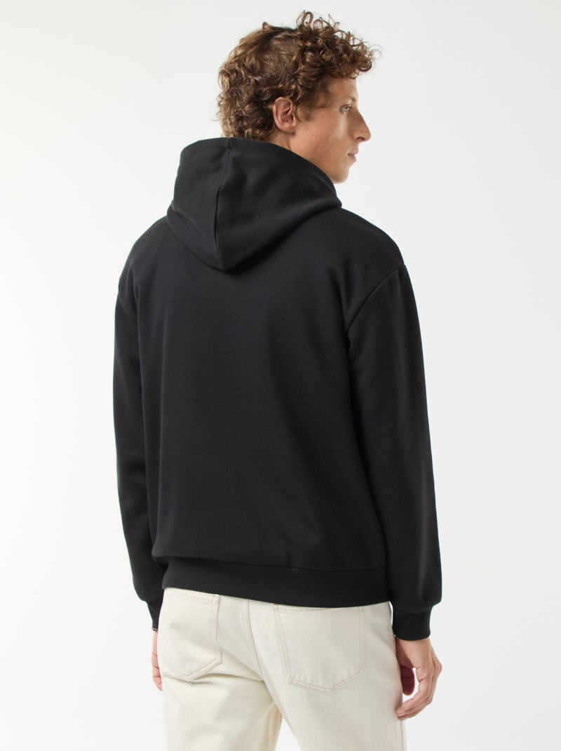 Sudadera de chándal con capucha y cierre de cremallera en el cuello negro - Kiabi