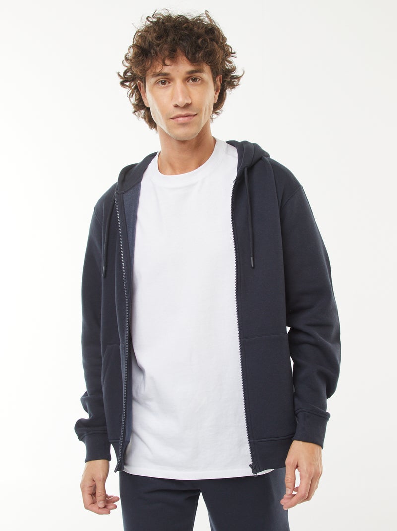 Sudadera de chándal con capucha y cremallera Azul - Kiabi