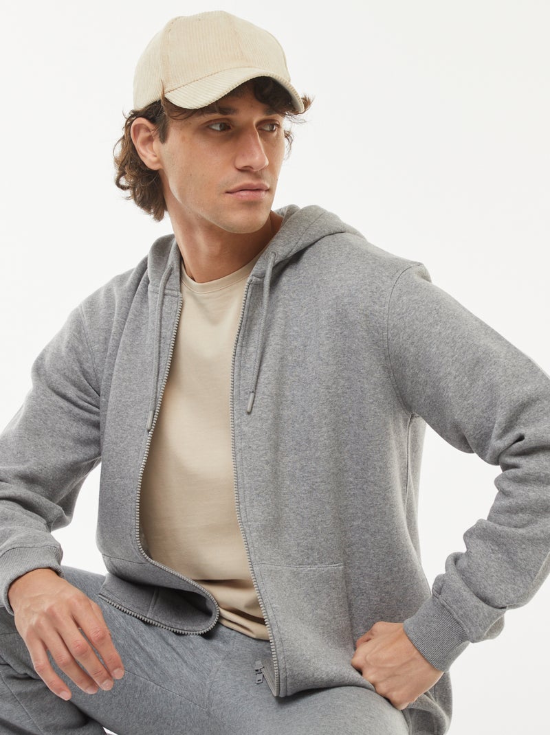 Sudadera de chándal con capucha y cremallera Gris - Kiabi