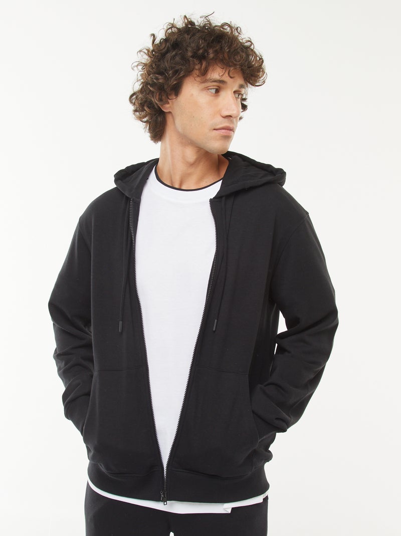 Sudadera de chándal con capucha y cremallera negro - Kiabi
