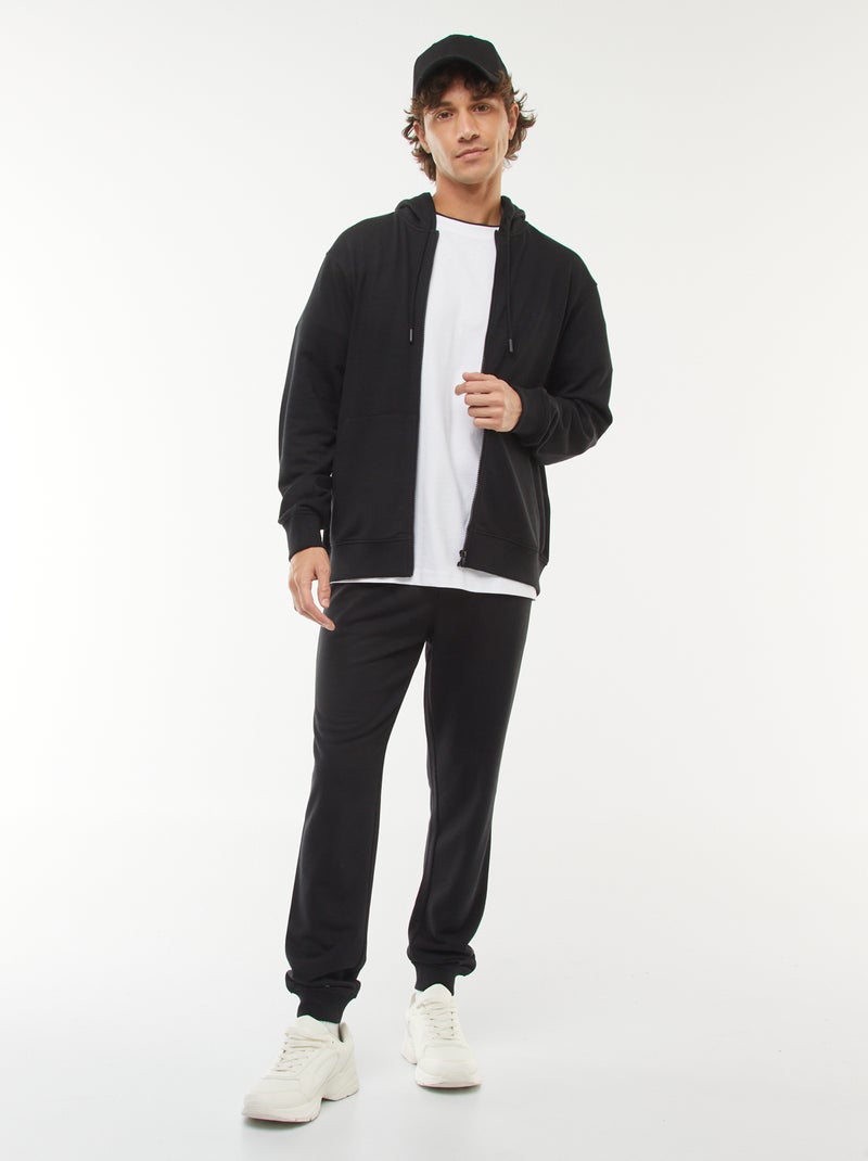 Sudadera de chándal con capucha y cremallera negro - Kiabi