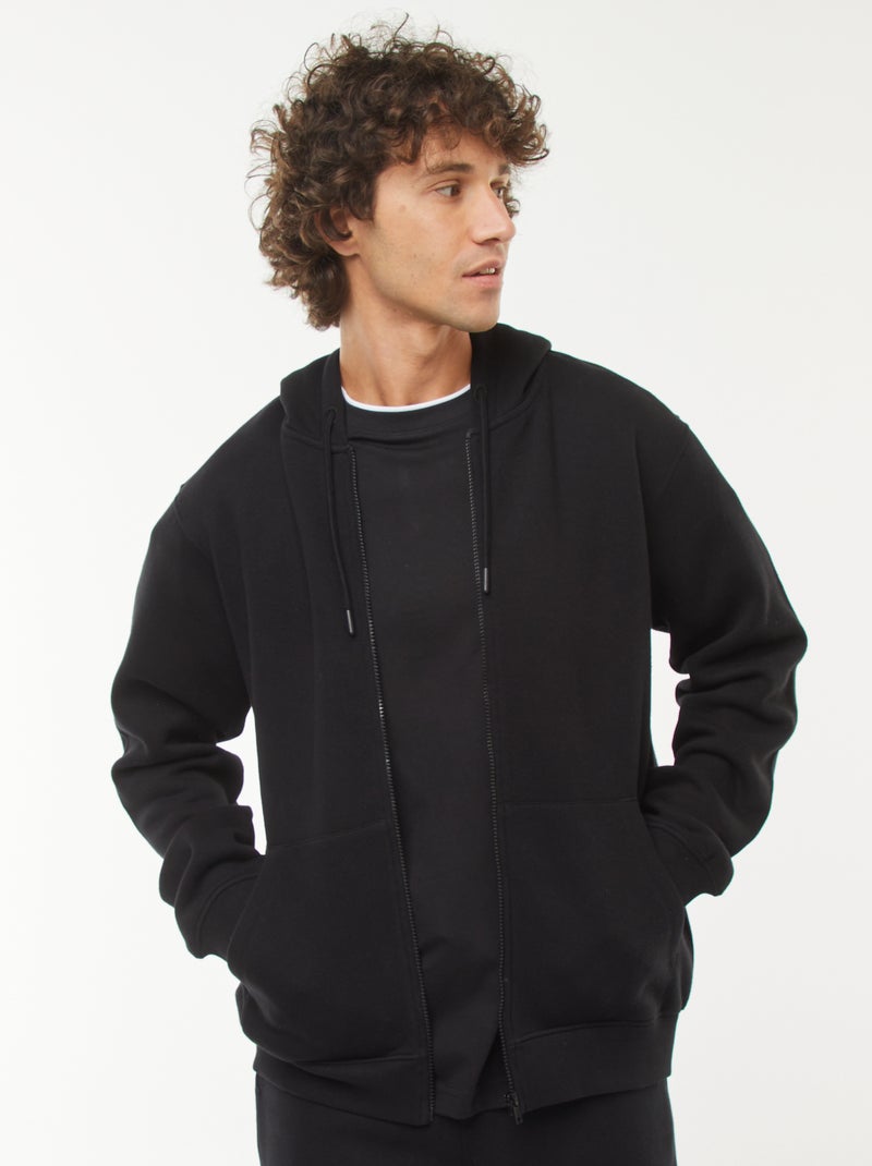 Sudadera de chándal con capucha y cremallera negro - Kiabi