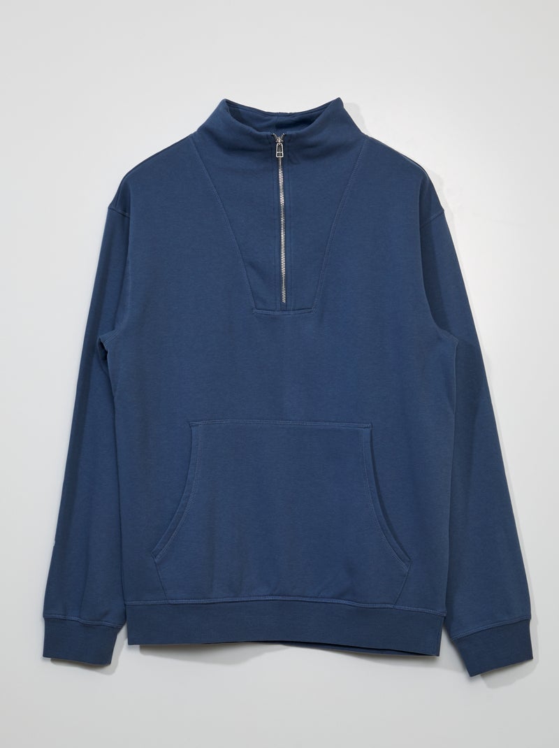 Sudadera de chándal con cremallera en el cuello AZUL - Kiabi