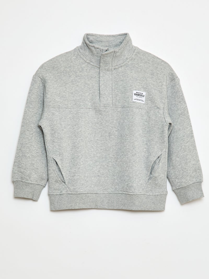 Sudadera de chándal con cremallera en el cuello Gris - Kiabi