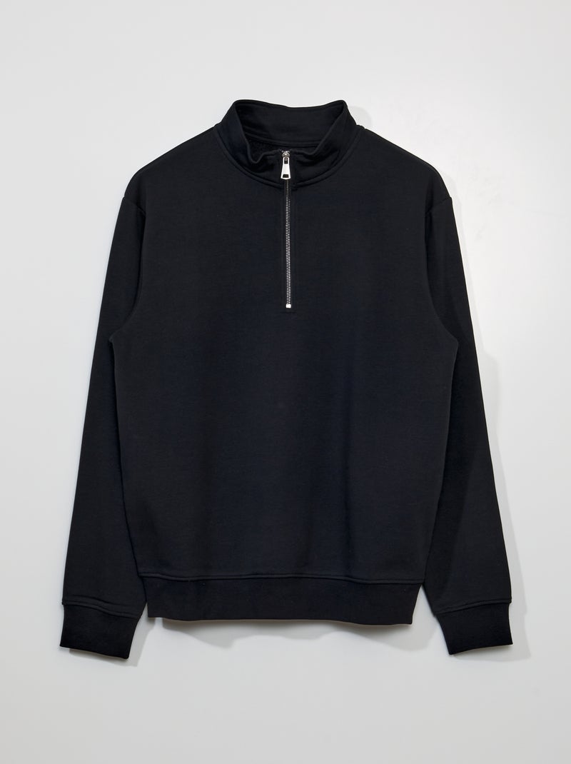 Sudadera de chándal con cremallera en el cuello negro - Kiabi