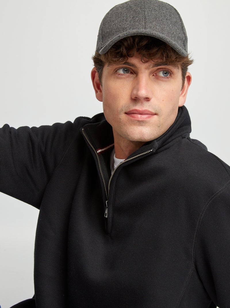 Sudadera de chándal con cremallera en el cuello negro - Kiabi