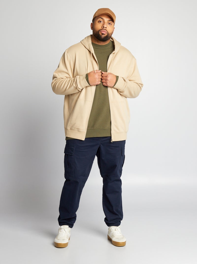 Sudadera de chándal con cremallera y capucha BEIGE - Kiabi