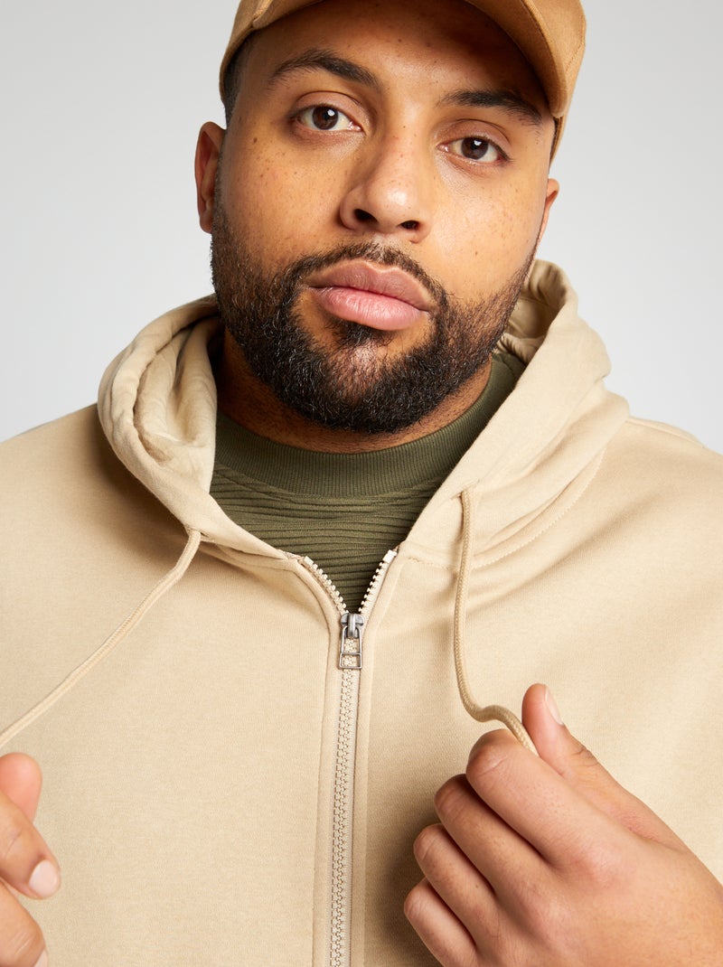 Sudadera de chándal con cremallera y capucha BEIGE - Kiabi