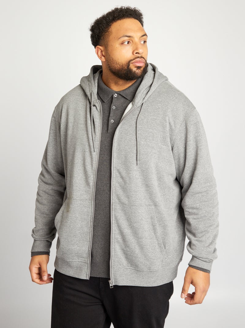 Sudadera de chándal con cremallera y capucha GRIS - Kiabi