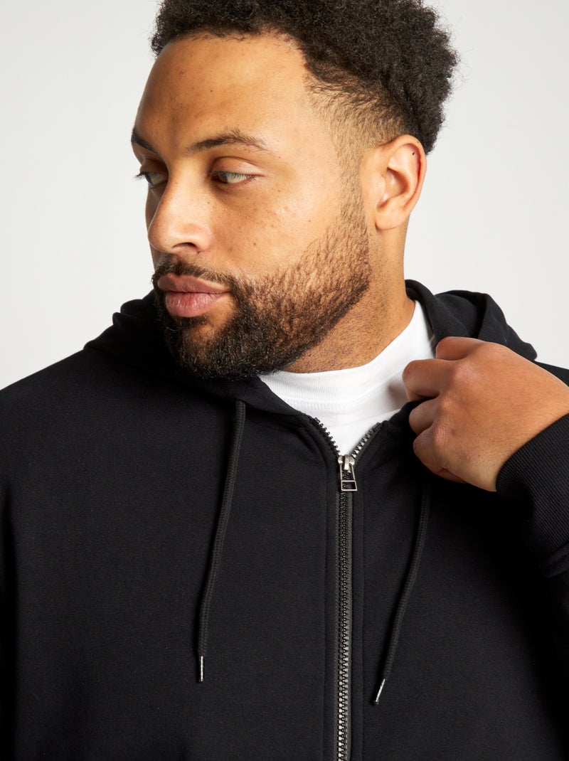 Sudadera de chándal con cremallera y capucha NEGRO - Kiabi