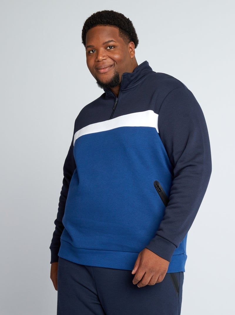 Sudadera de chándal con cuello de cremallera AZUL - Kiabi