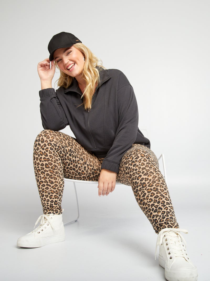 Sudadera de chándal con cuello de cremallera gris oscuro - Kiabi