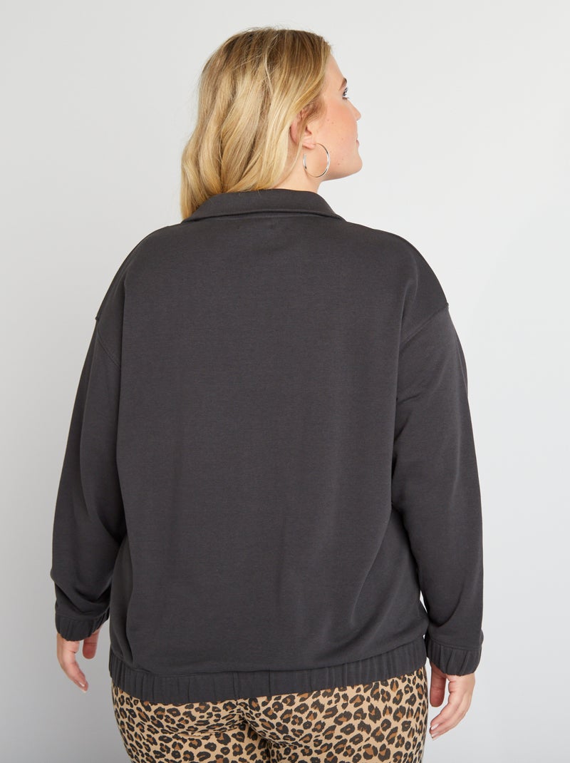 Sudadera de chándal con cuello de cremallera gris oscuro - Kiabi